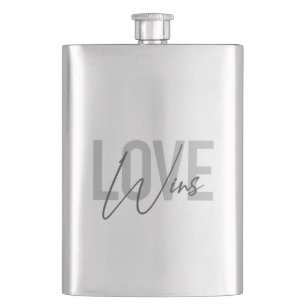 Simple, cool, urban, trendy, modern Love Wins Hip Flask