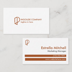 Simple Copper Brown Modern White Professional Business Card