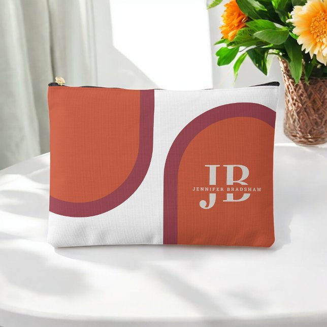 Simple Coral Magenta Pink Arch with Monogram Accessory Pouch (Creator Uploaded)