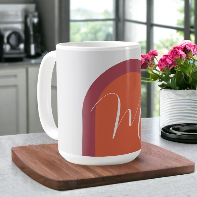 Simple Coral Magenta Pink Arch with Monogram Coffee Mug (Creator Uploaded)