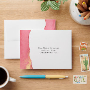 Simple Coral Pink RSVP Return Address Wedding  Envelope