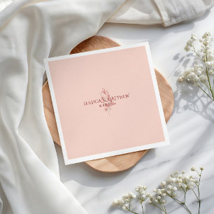 Simple Coral Watercolor Floral Rehearsal Dinner Napkin