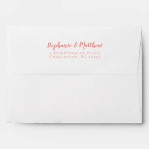 Simple Coral White Wedding Chic Return Address Envelope