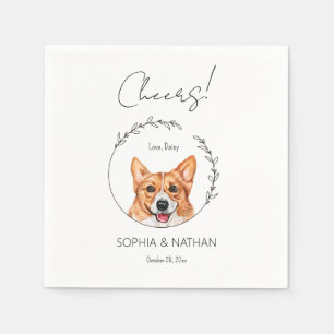Simple Corgi Dog Wedding Cocktail Napkins