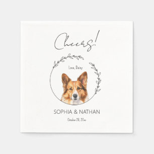 Simple Corgi Dog Wedding Cocktail Napkins