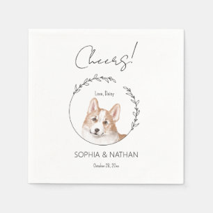 Simple Corgi Dog Wedding Cocktail Napkins