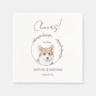 Simple Corgi Dog Wedding Cocktail Napkins