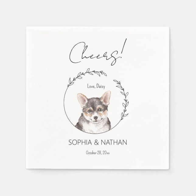 Simple Corgi Dog Wedding Cocktail Napkins (Front)