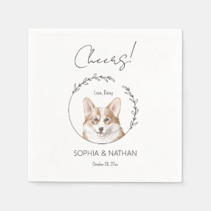 Simple Corgi Dog Wedding Cocktail Napkins