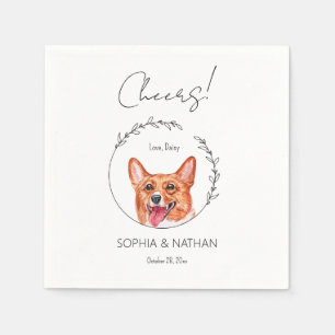 Simple Corgi Dog Wedding Cocktail Napkins