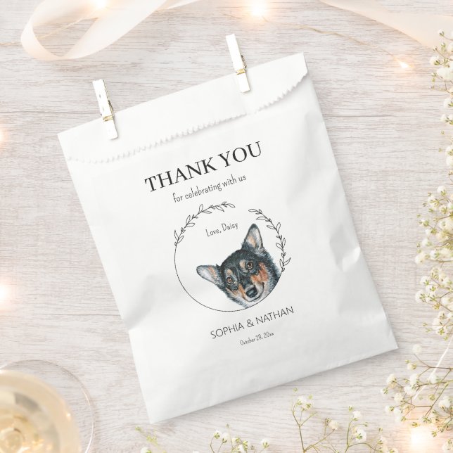 Simple Corgi Dog Wedding Thank You Favour Bag (Clipped)