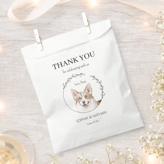 Simple Corgi Dog Wedding Thank You Favour Bag (Clipped)