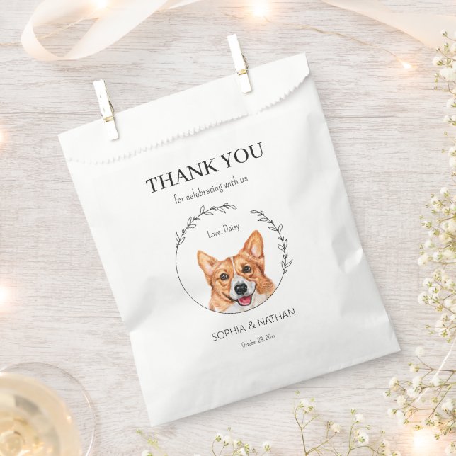 Simple Corgi Dog Wedding Thank You Favour Bag (Clipped)
