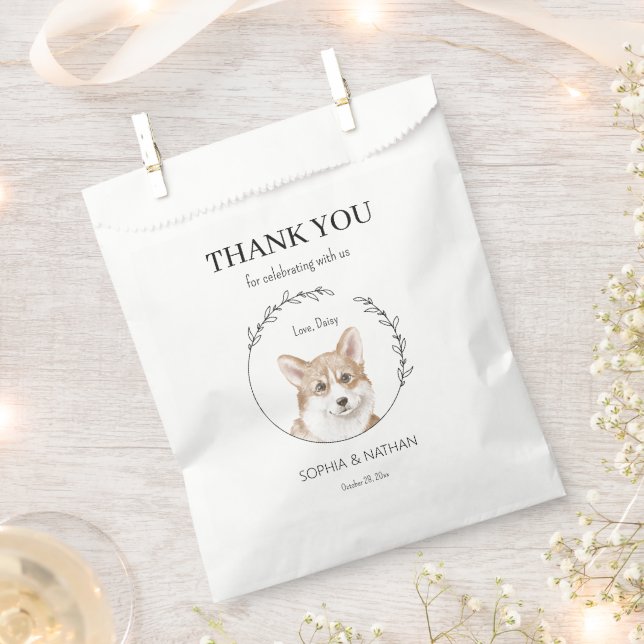 Simple Corgi Dog Wedding Thank You Favour Bag (Clipped)