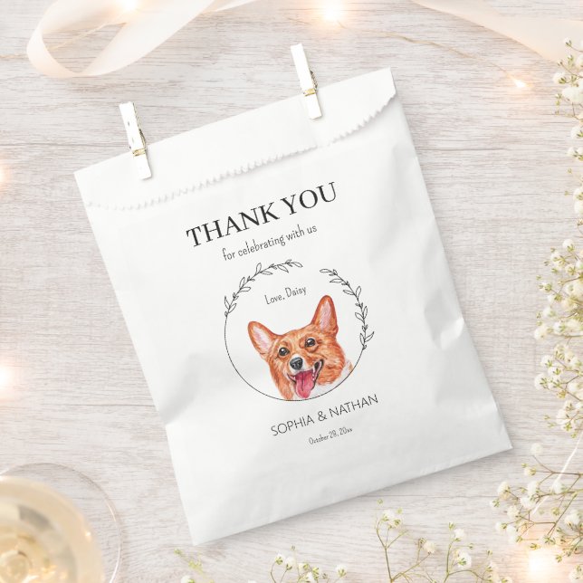 Simple Corgi Dog Wedding Thank You Favour Bag (Clipped)