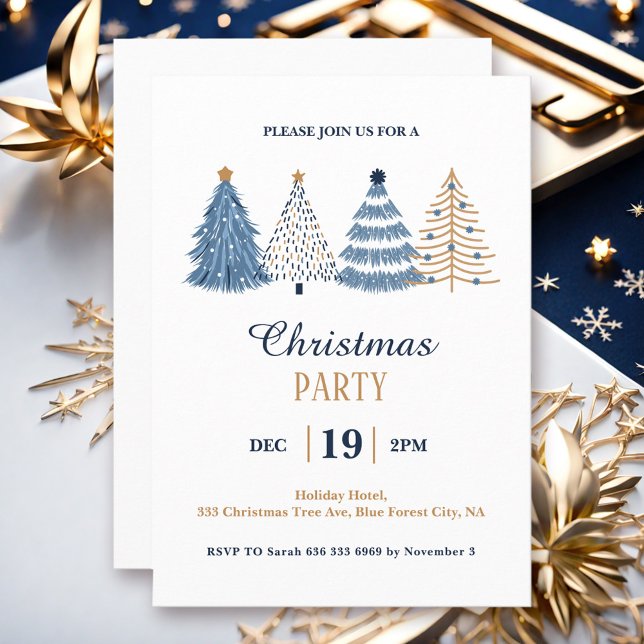 Simple Corporate Blue Christmas Party Invitation (Simple Corporate Blue Christmas Party Invitation)