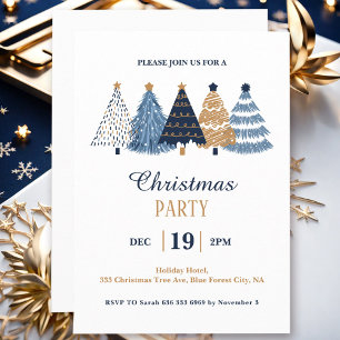 Simple Corporate Blue Christmas Trees Party Invitation