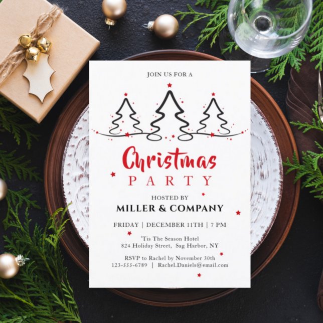 Simple Corporate Christmas Party Red Buffalo Plaid Invitation (Creator Uploaded)