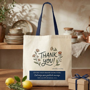 Simple Corporate Floral THANK YOU Small Business Tote Bag