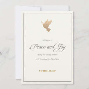 Simple Corporate Gold Dove Holiday Card