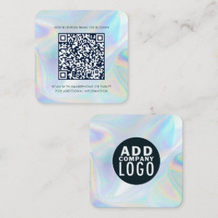 Simple Corporate Logo and QR Code Holographic Square Business Card