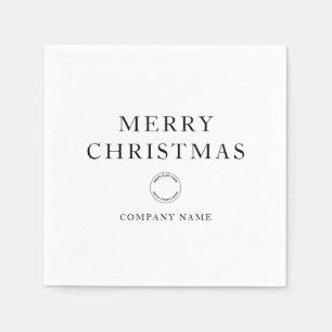Simple Corporate Logo Black White Merry Christmas Napkin