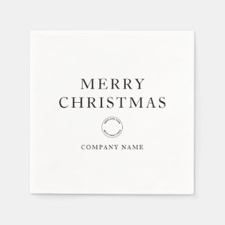 Simple Corporate Logo Black White Merry Christmas Napkin