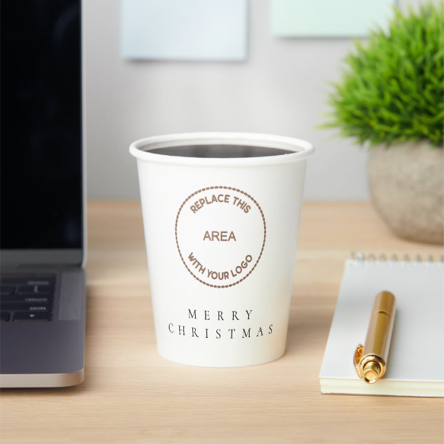 Simple Corporate Logo Merry Christmas Paper Cups (Insitu)
