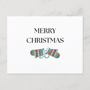 Simple Cosy Christmas Mittens Holiday Post Card