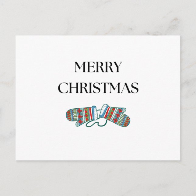 Simple Cosy Christmas Mittens Holiday Post Card (Front)