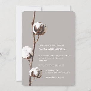 Simple Cotton Minimalist Floral Watercolor Wedding Invitation