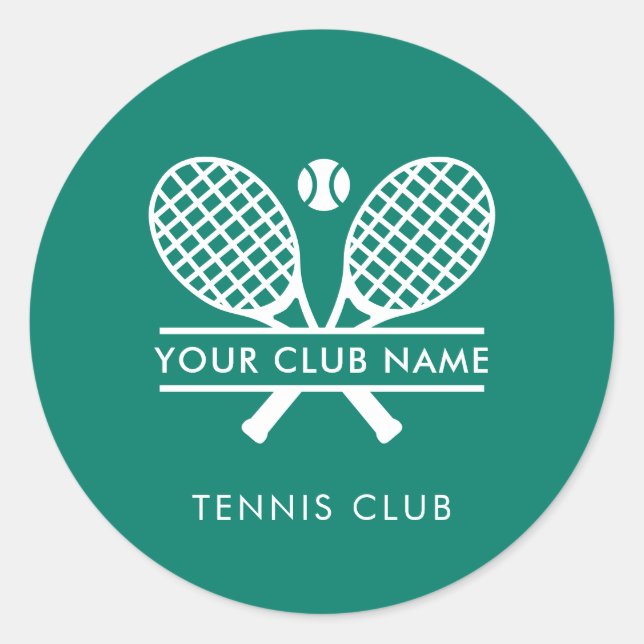 Simple Country Club Name Tennis Team Any Colour Classic Round Sticker (Front)