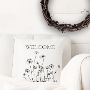 Simple Country Field of Flowers Welcome Cushion