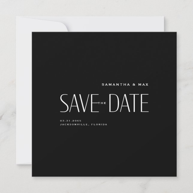 Simple Couple B/W Modern Square Save the Date (Front)