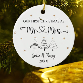 Simple Couple First Christmas Ceramic Tree Decoration