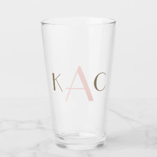 Simple Couple First & Last Names Initials Wedding Glass