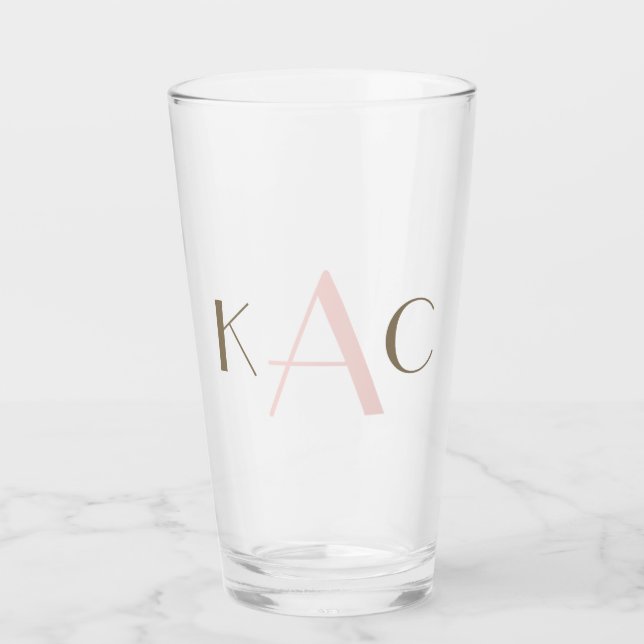 Simple Couple First & Last Names Initials Wedding  Glass (Front)