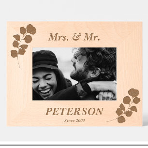 Simple Couple Flowers Custom Wood Picture Frames