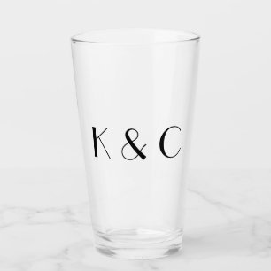 Simple Couple Initials Wedding  Glass