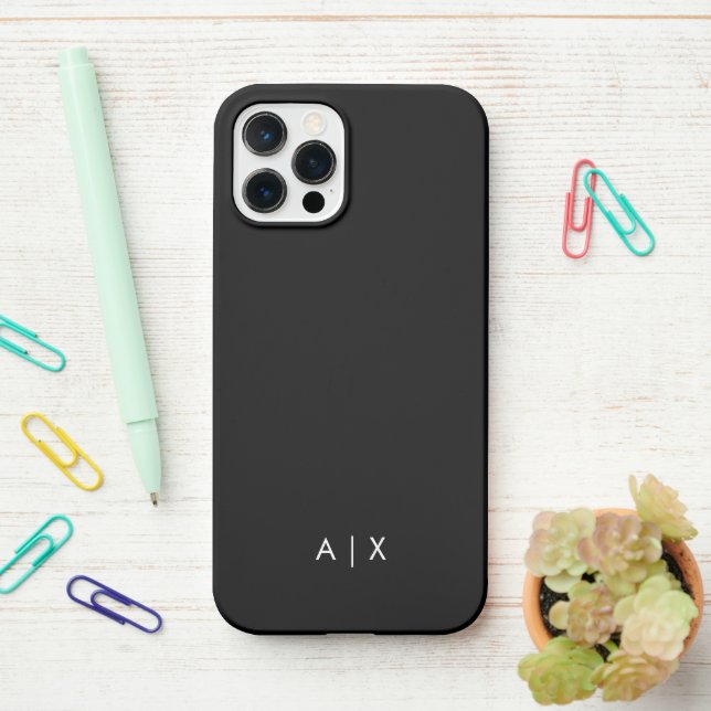 Simple Couple Name monogrammed iPhone Case (On Desk)