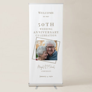 Simple Couple Photo 50th Anniversary Party  Retractable Banner
