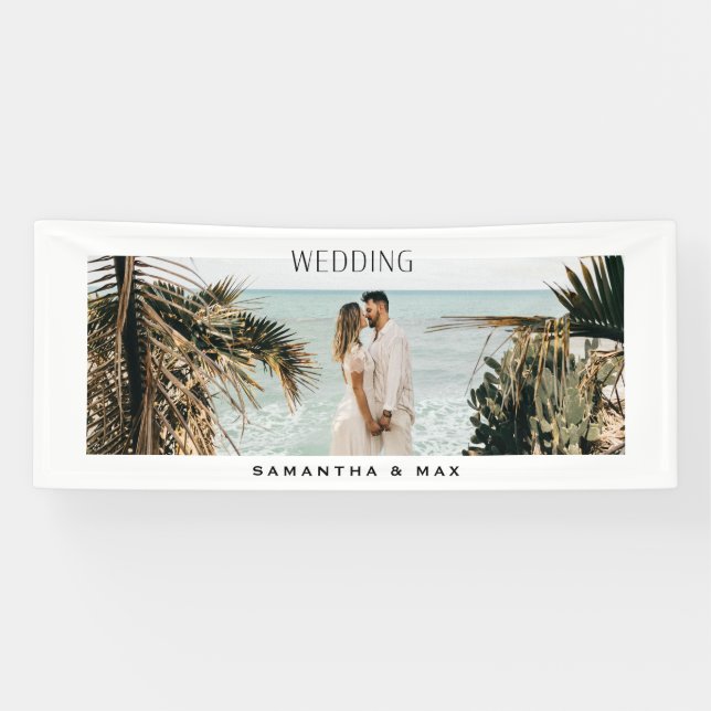 Simple Couple Photo Couple Names Weddinng Banner (Horizontal)