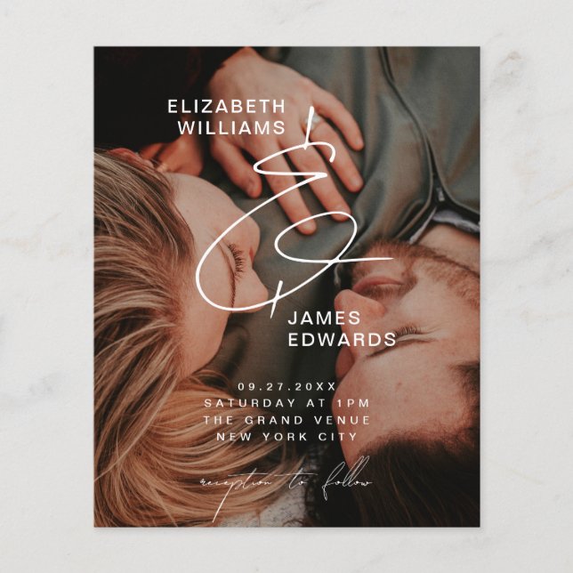 Simple Couple Photo Low Cost Wedding Invitation Flyer (Front)