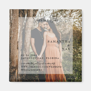Simple Couple Photo Modern Save the Date Square Magnet