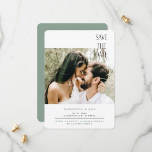 Simple Couple Photo Sage Rounded Save the Date