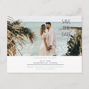Simple Couple Photo Seafoam Save the Date Invitation Postcard