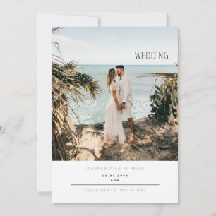 Simple Couple Photo Seafoam Wedding Invitation