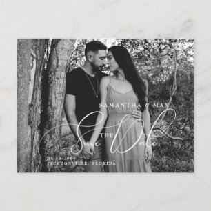 Simple Couple Two B/W Photo Elegant Save the Date  Announcement Postcard