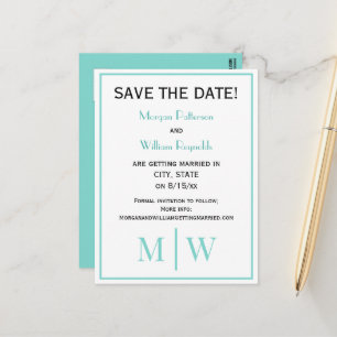 Simple Couple Wedding 2 Initial Mon VS DIY Colours Announcement Postcard