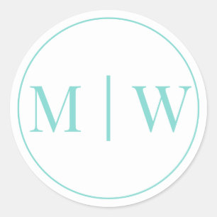 Simple Couple Wedding 2 Initial Mon VS DIY Colours Classic Round Sticker
